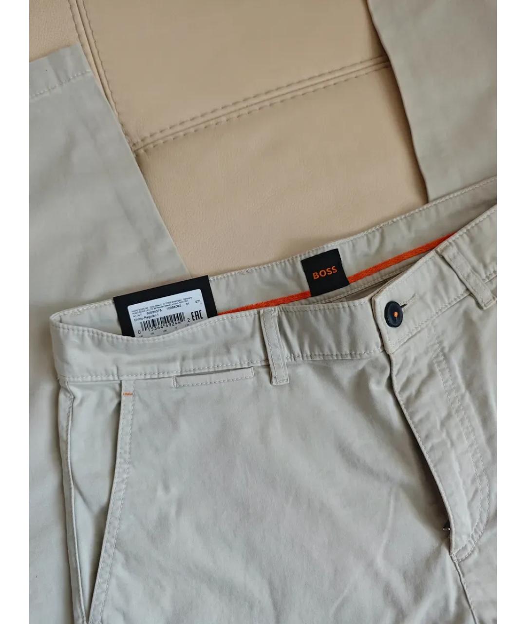 HUGO BOSS Бежевые хлопко-эластановые брюки чинос, фото 3