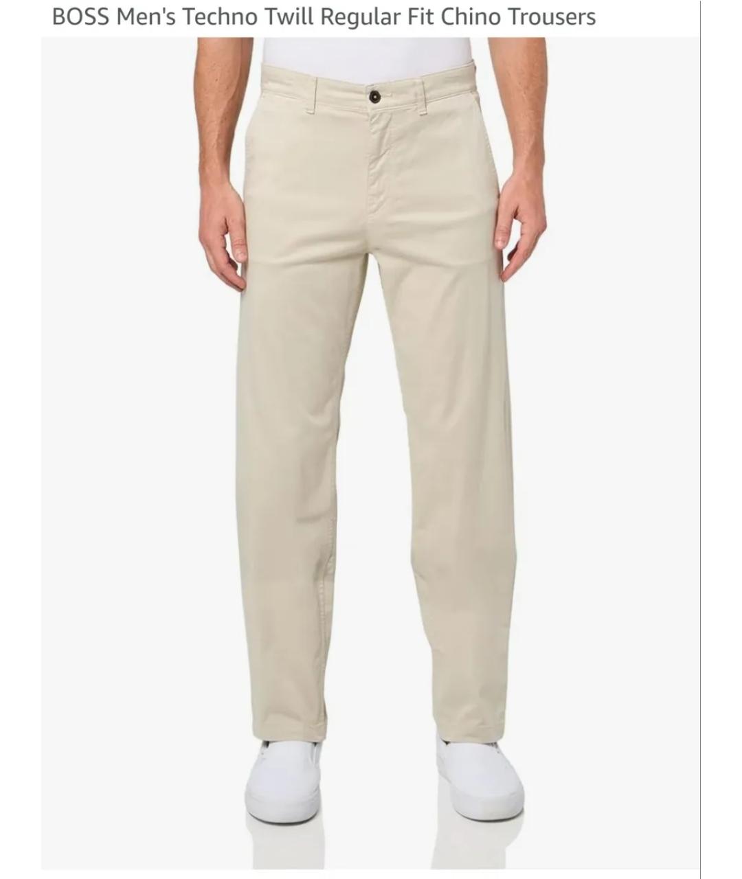 HUGO BOSS Бежевые хлопко-эластановые брюки чинос, фото 6