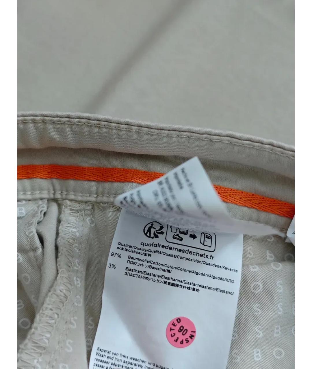 HUGO BOSS Бежевые хлопко-эластановые брюки чинос, фото 5