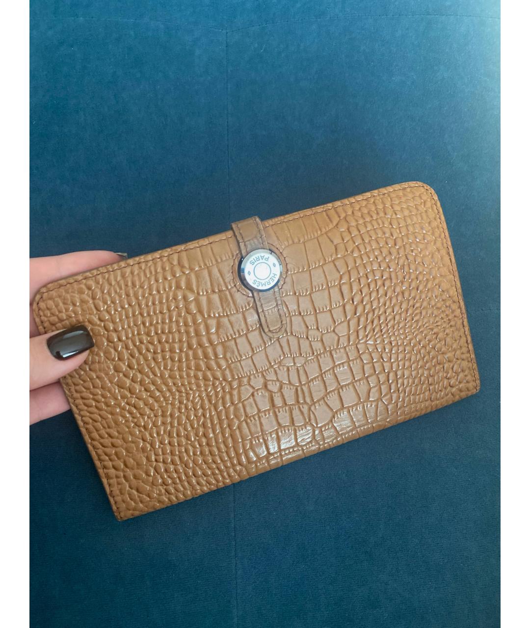 HERMES Коричневый кожаный кошелек, фото 2