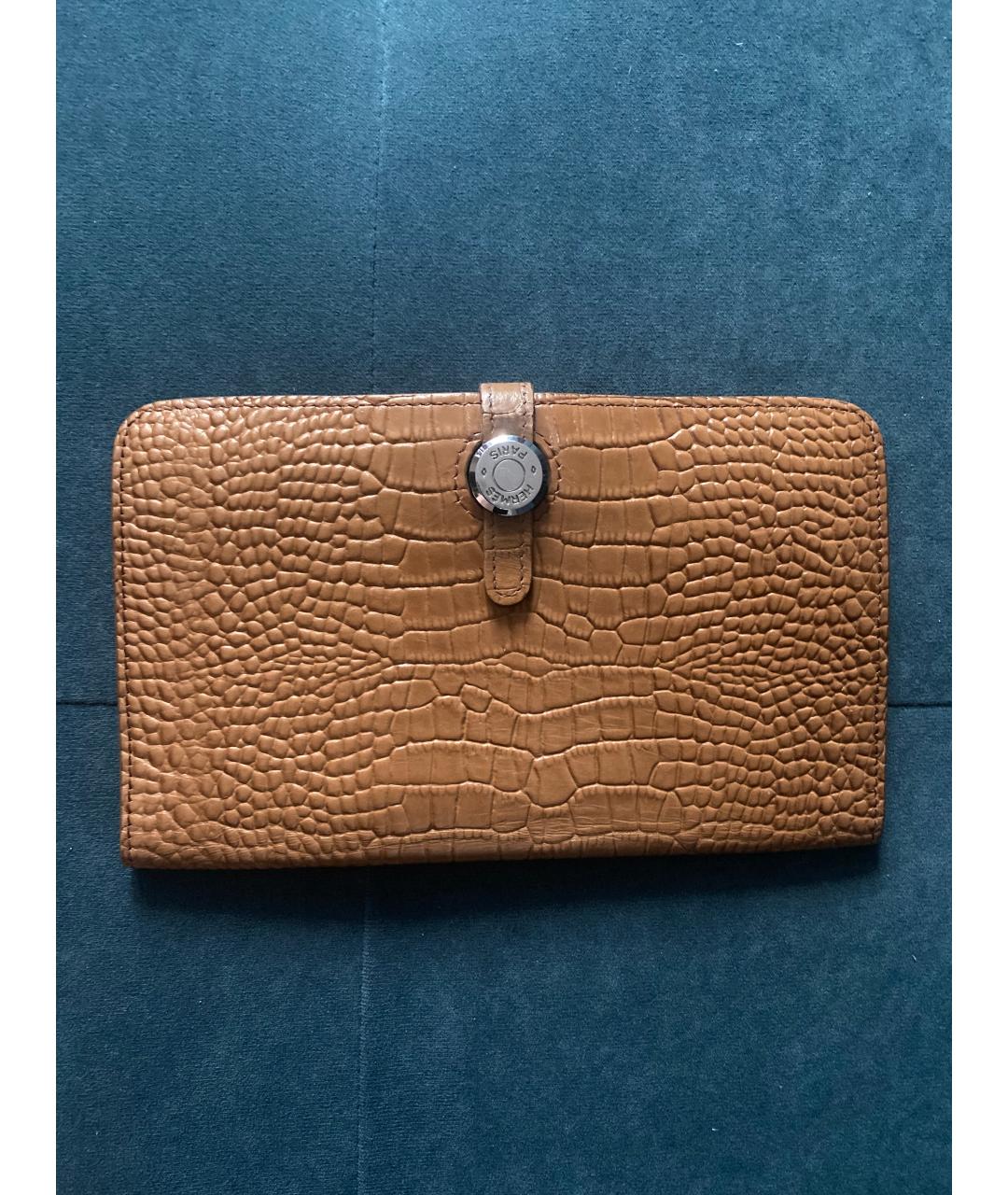 HERMES Коричневый кожаный кошелек, фото 6