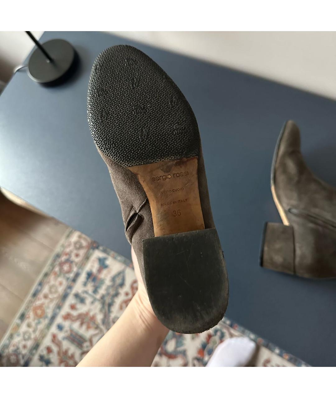 SERGIO ROSSI Серые замшевые ботильоны, фото 8