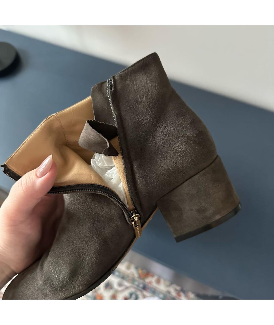 SERGIO ROSSI Серые замшевые ботильоны, фото 7