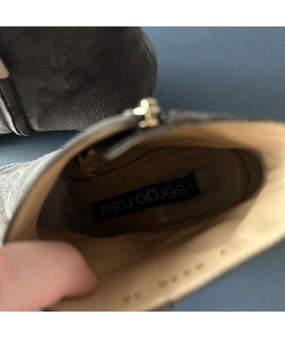 SERGIO ROSSI Серые замшевые ботильоны, фото 3