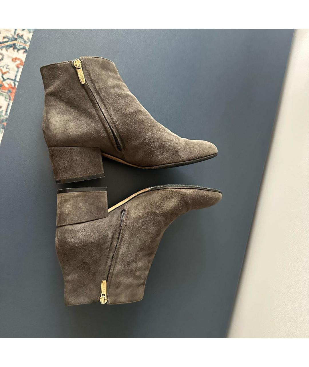 SERGIO ROSSI Серые замшевые ботильоны, фото 5