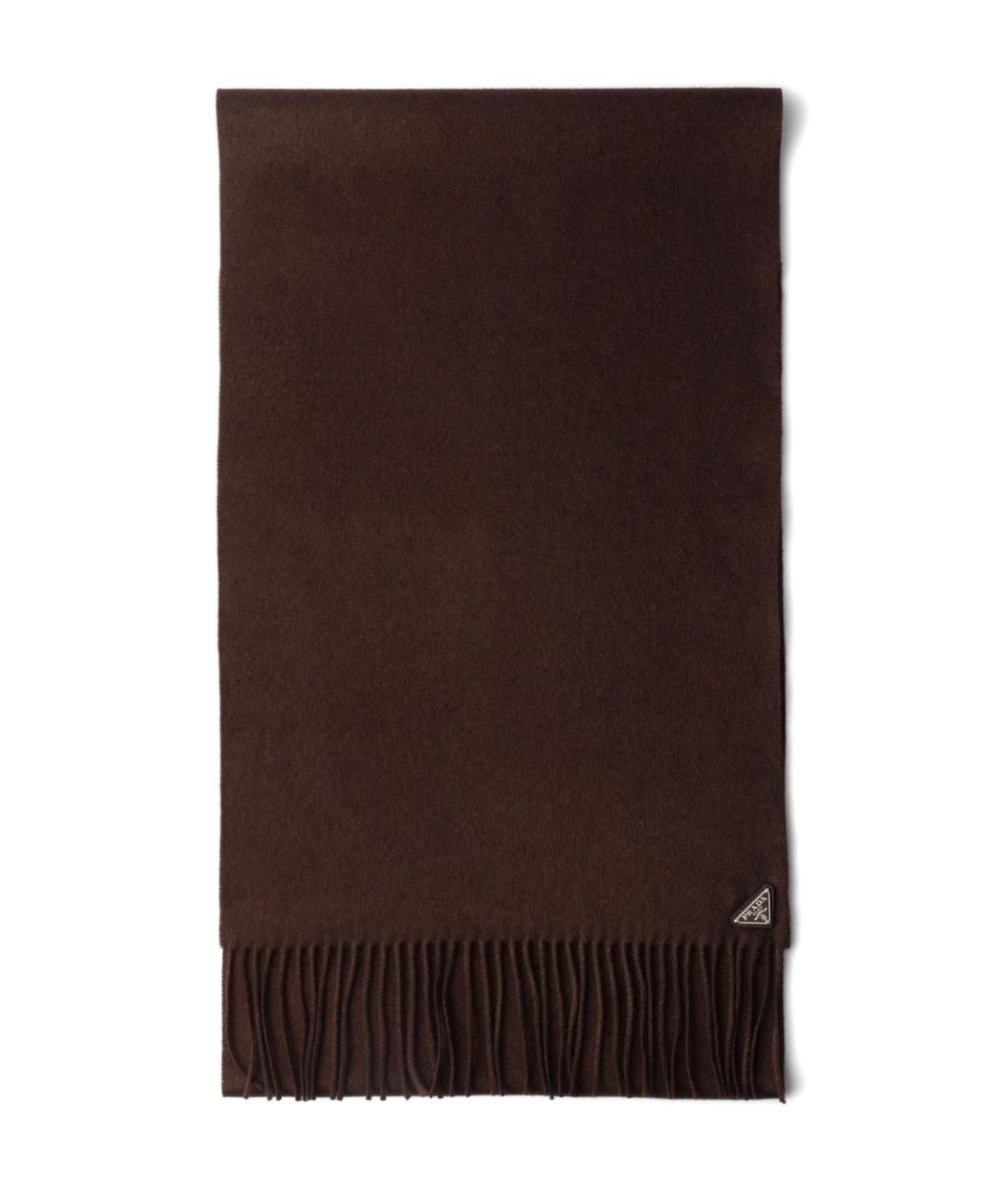 PRADA Коричневый кашемировый шарф, фото 1