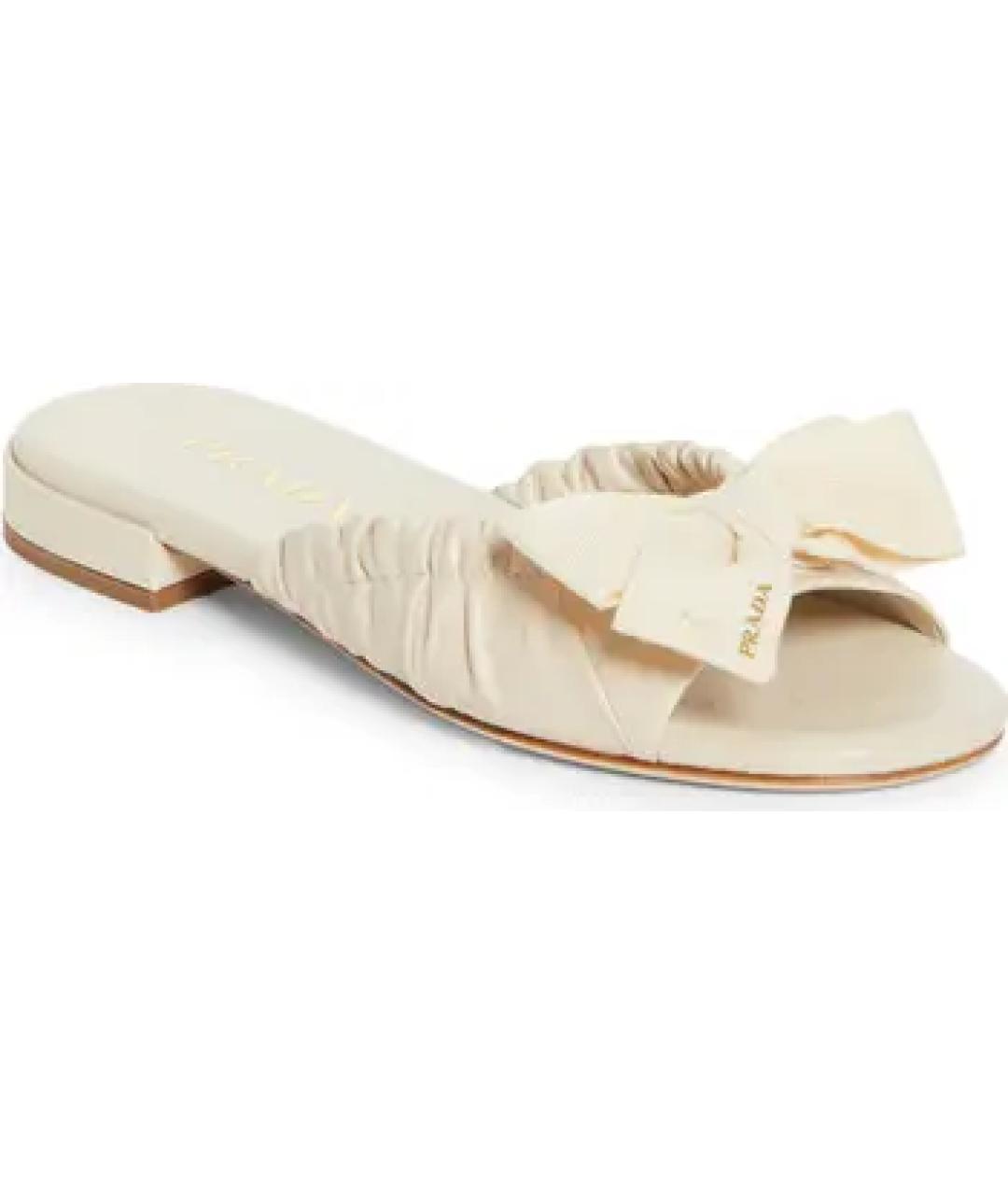 PRADA Бежевые кожаные сандалии, фото 3
