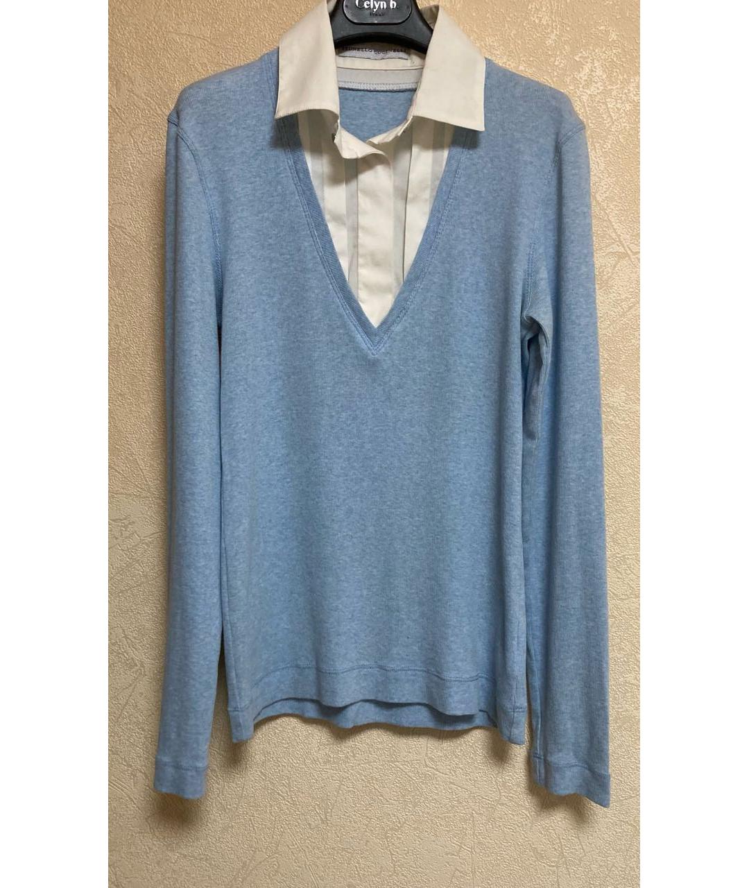 BRUNELLO CUCINELLI Голубой хлопковый джемпер / свитер, фото 4