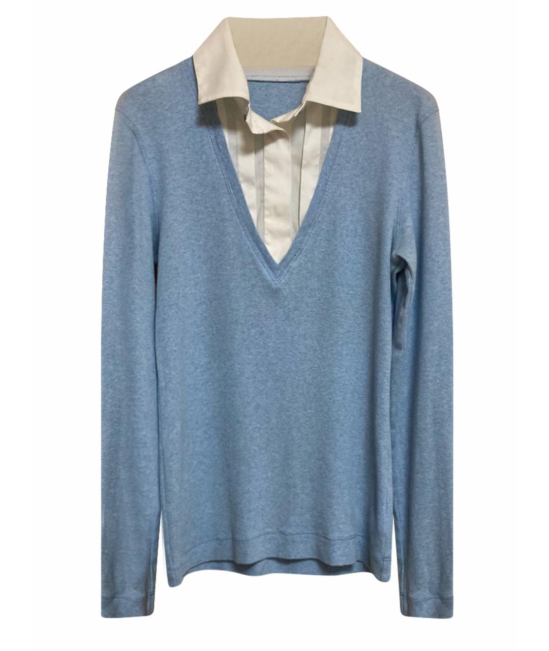 BRUNELLO CUCINELLI Голубой хлопковый джемпер / свитер, фото 1
