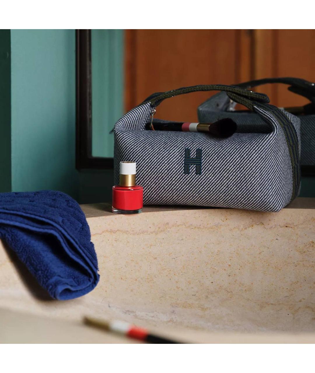 HERMES Желтая шерстяная косметичка, фото 6