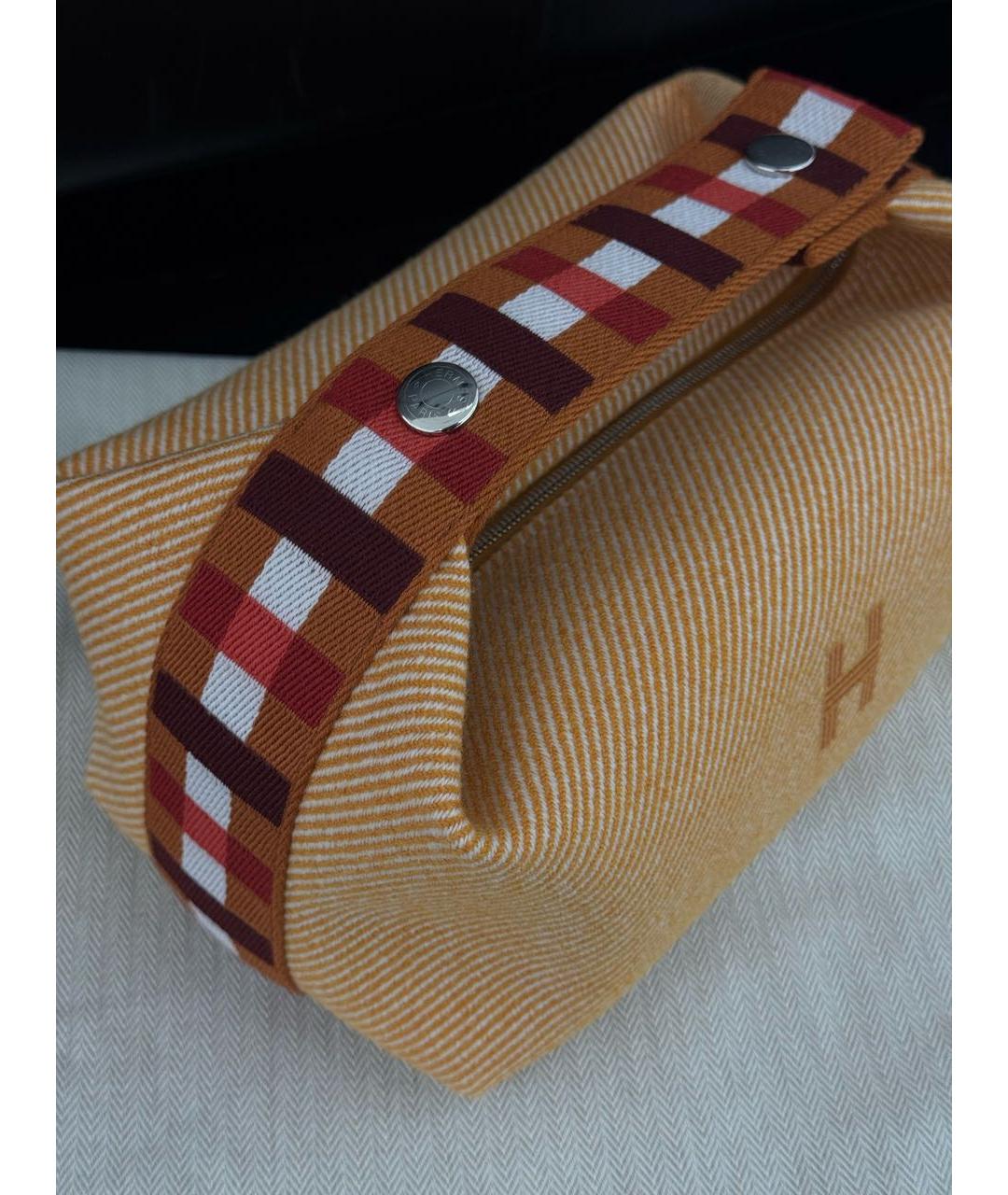 HERMES Желтая шерстяная косметичка, фото 3