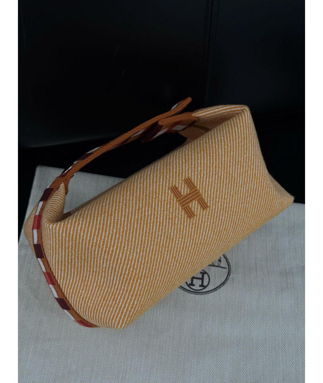 HERMES Желтая шерстяная косметичка, фото 2