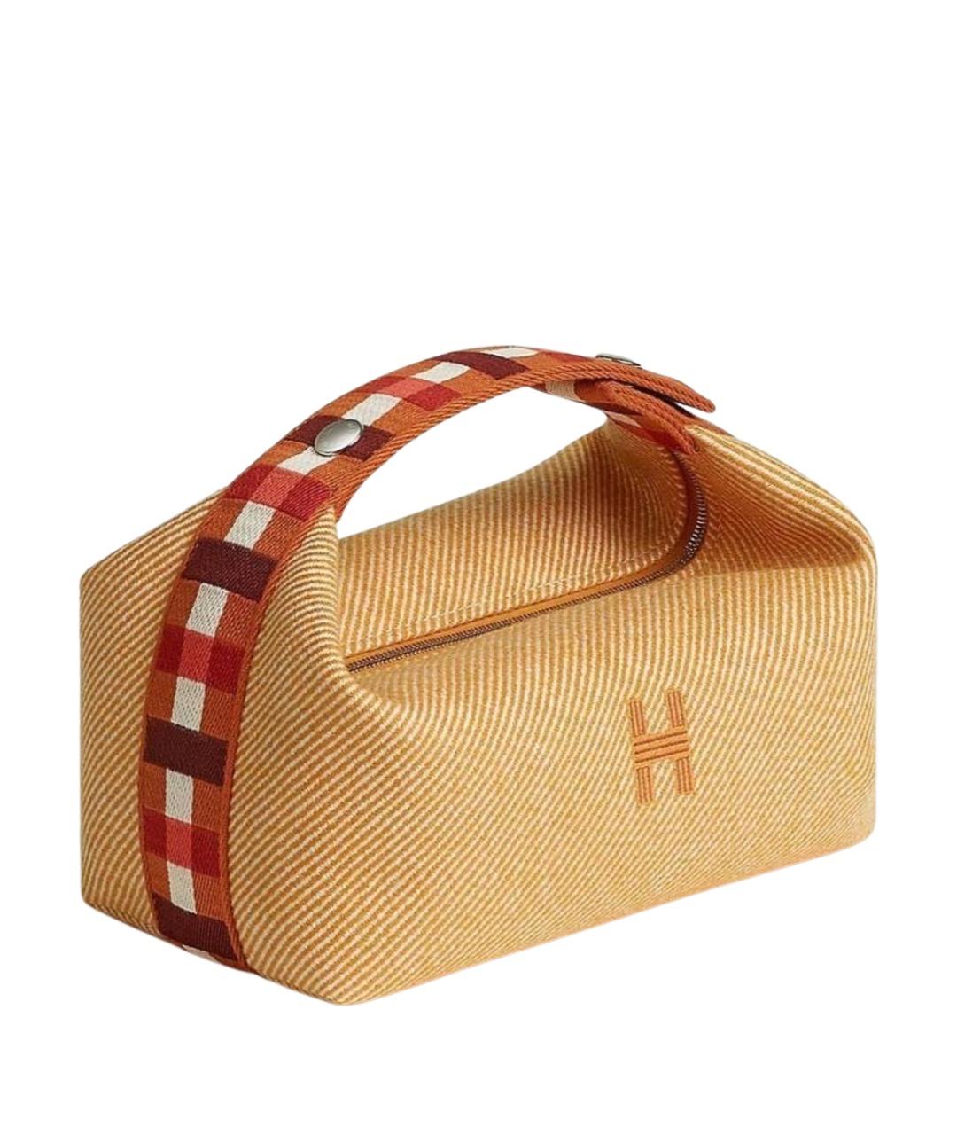 HERMES Желтая шерстяная косметичка, фото 1