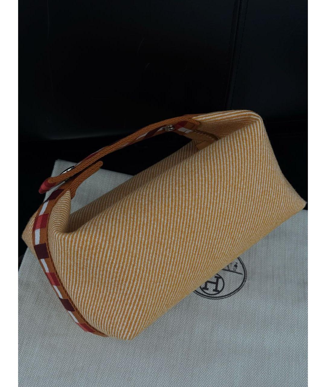 HERMES Желтая шерстяная косметичка, фото 4