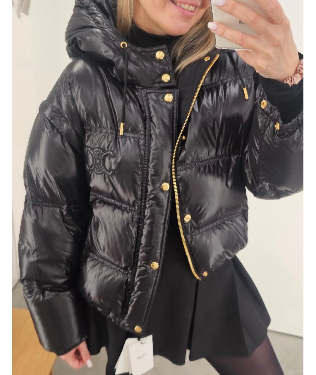 CELINE Черный полиэстеровый пуховик, фото 4
