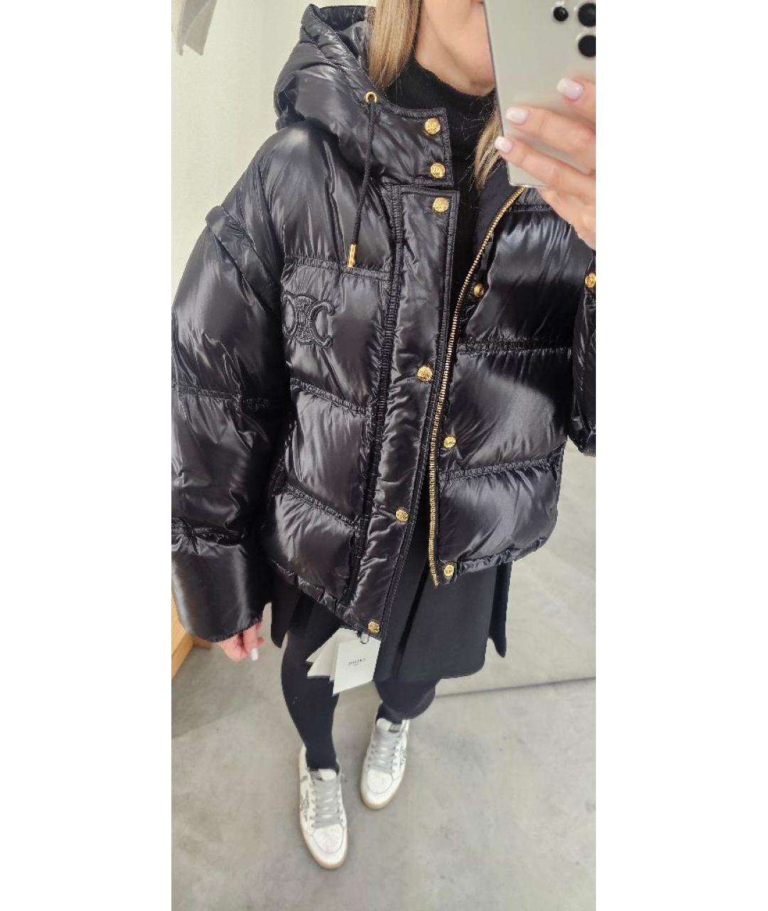 CELINE Черный полиэстеровый пуховик, фото 5