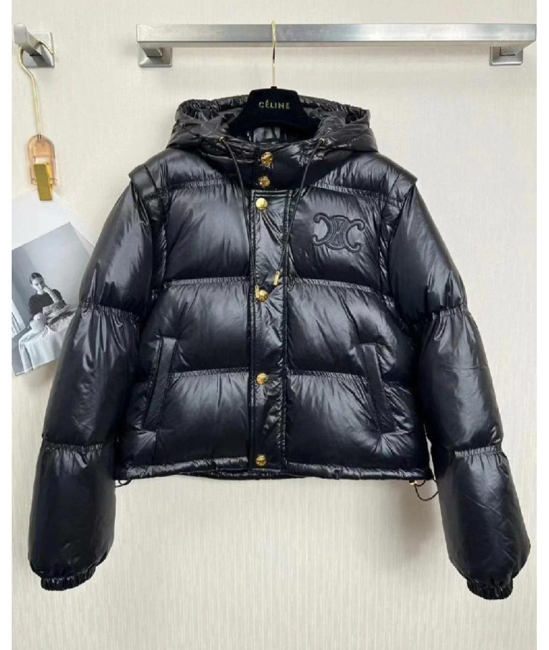 CELINE Черный полиэстеровый пуховик, фото 7