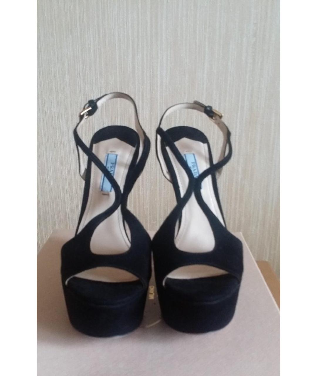 PRADA Черные замшевые босоножки, фото 2