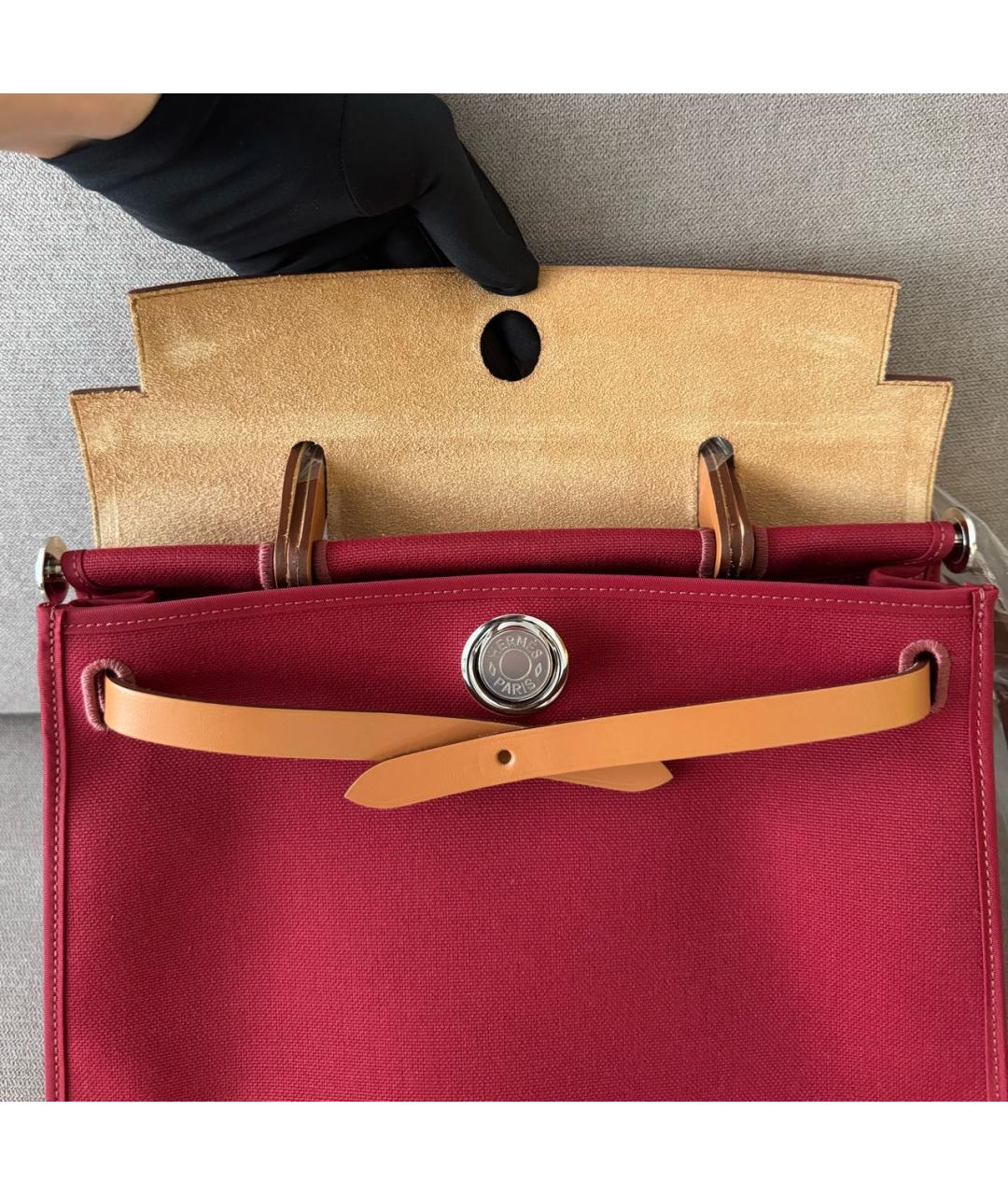 HERMES Бордовая тканевая сумка через плечо, фото 4