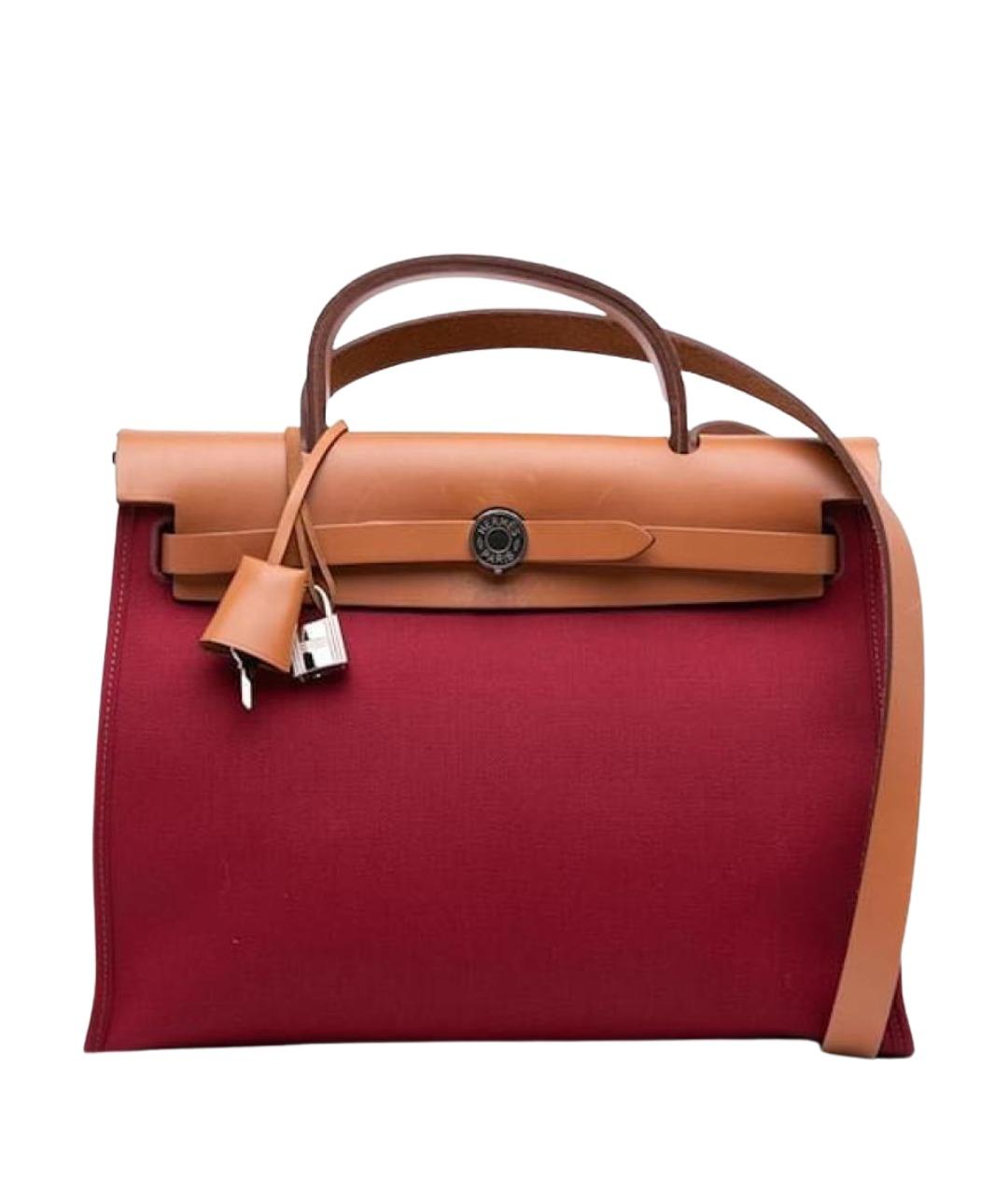 HERMES Бордовая тканевая сумка через плечо, фото 1