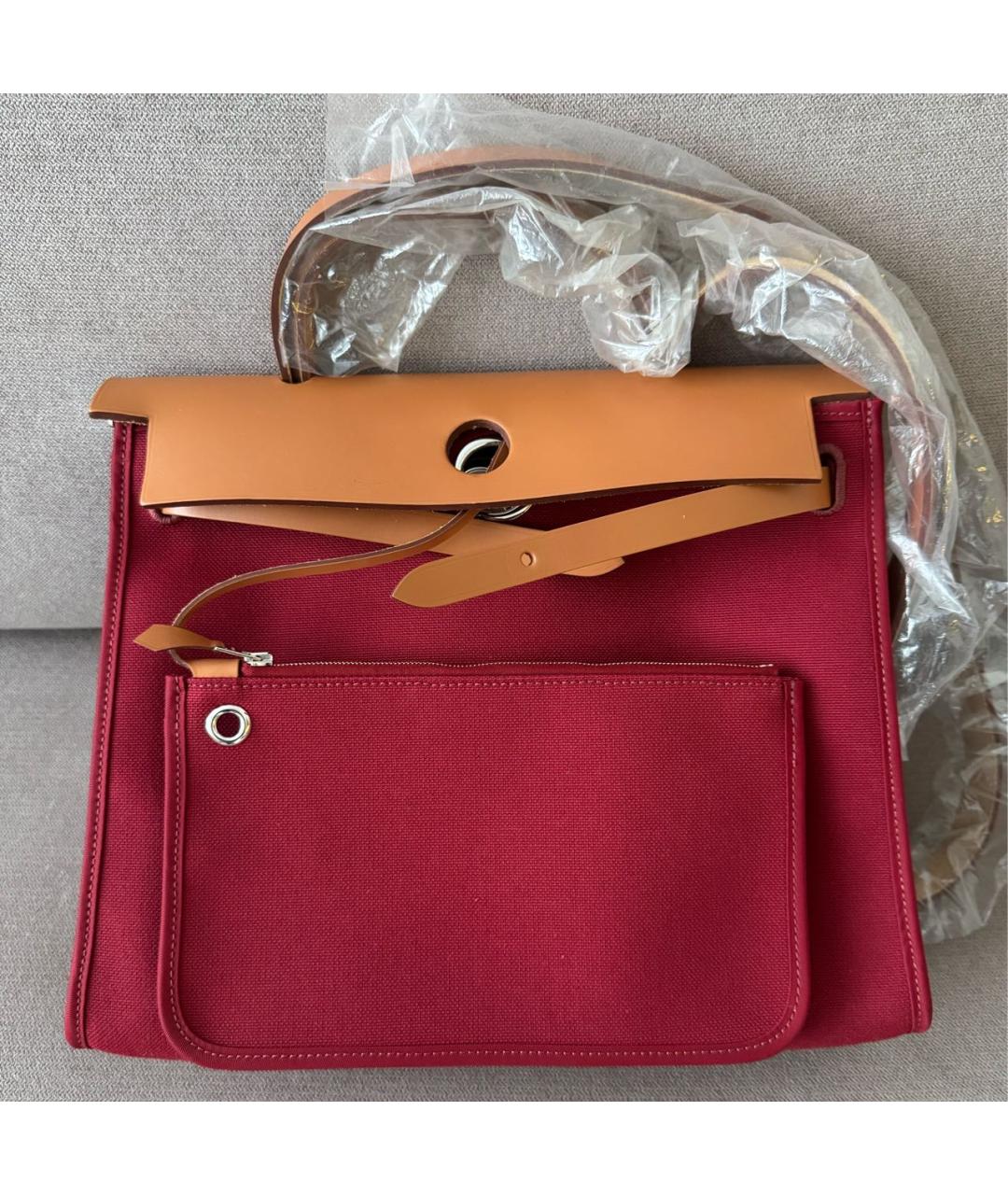 HERMES Бордовая тканевая сумка через плечо, фото 5