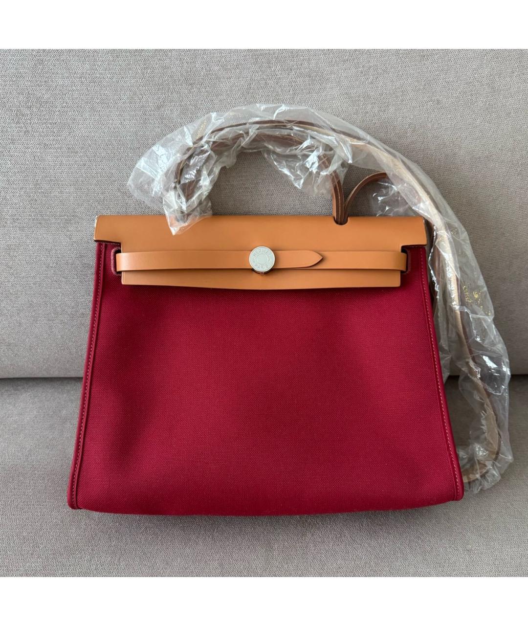 HERMES Бордовая тканевая сумка через плечо, фото 2