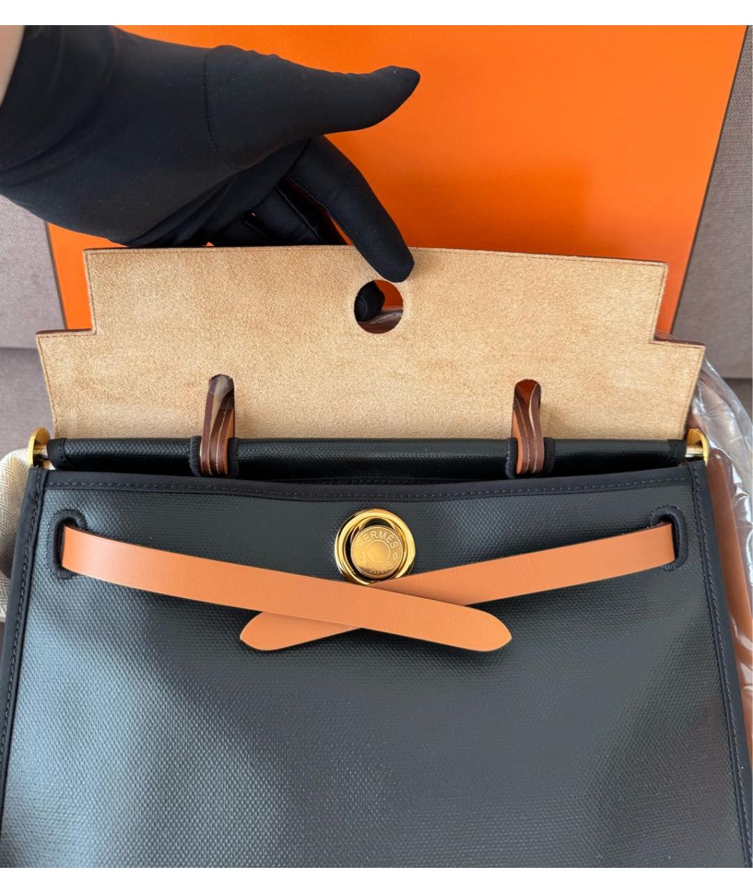 HERMES Черная кожаная сумка через плечо, фото 4
