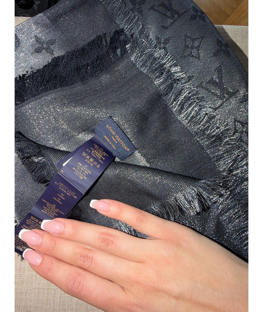 LOUIS VUITTON Серебрянный шелковый платок, фото 5
