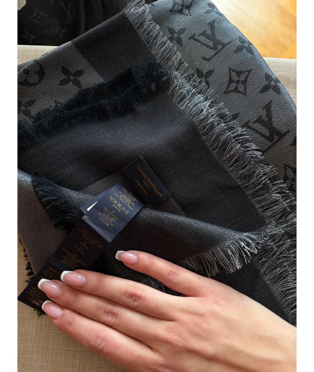 LOUIS VUITTON Серебрянный шелковый платок, фото 6