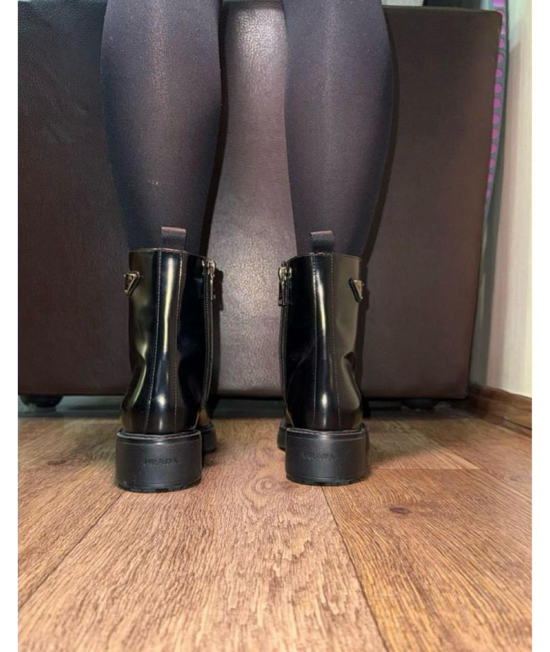 PRADA Черные кожаные ботинки, фото 7