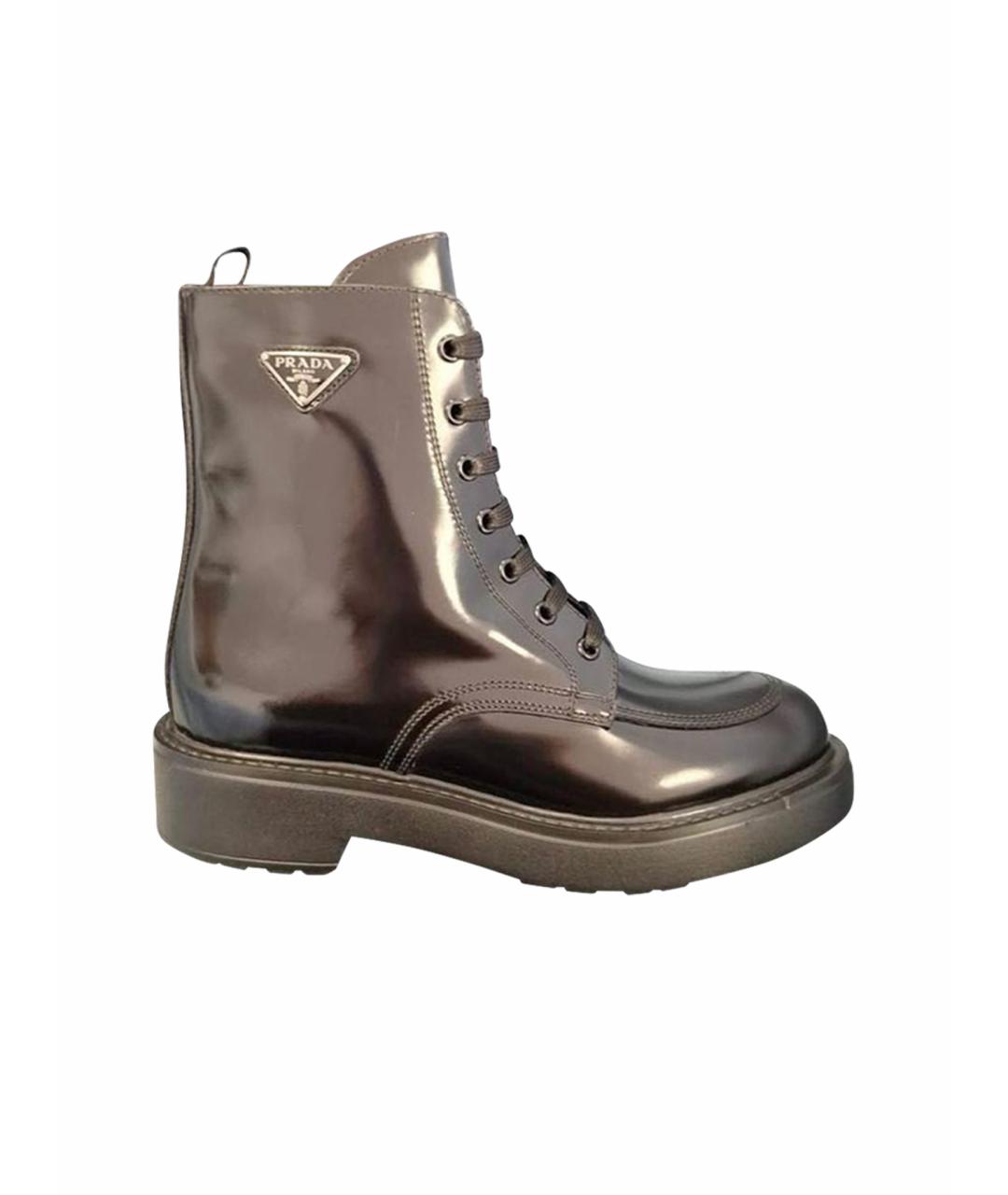 PRADA Черные кожаные ботинки, фото 1