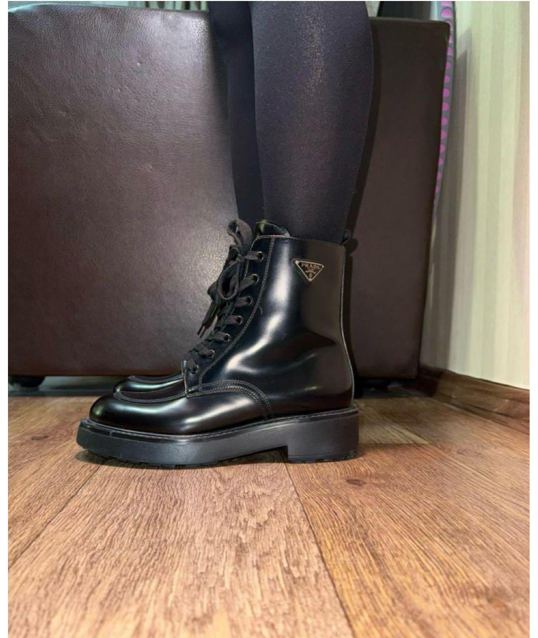 PRADA Черные кожаные ботинки, фото 6