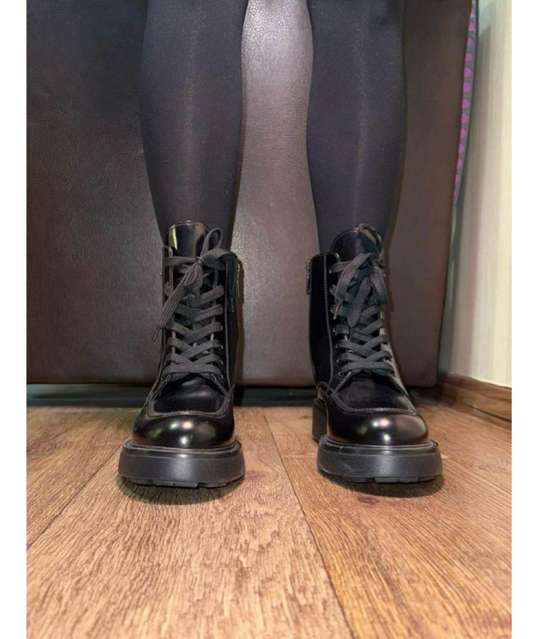PRADA Черные кожаные ботинки, фото 4
