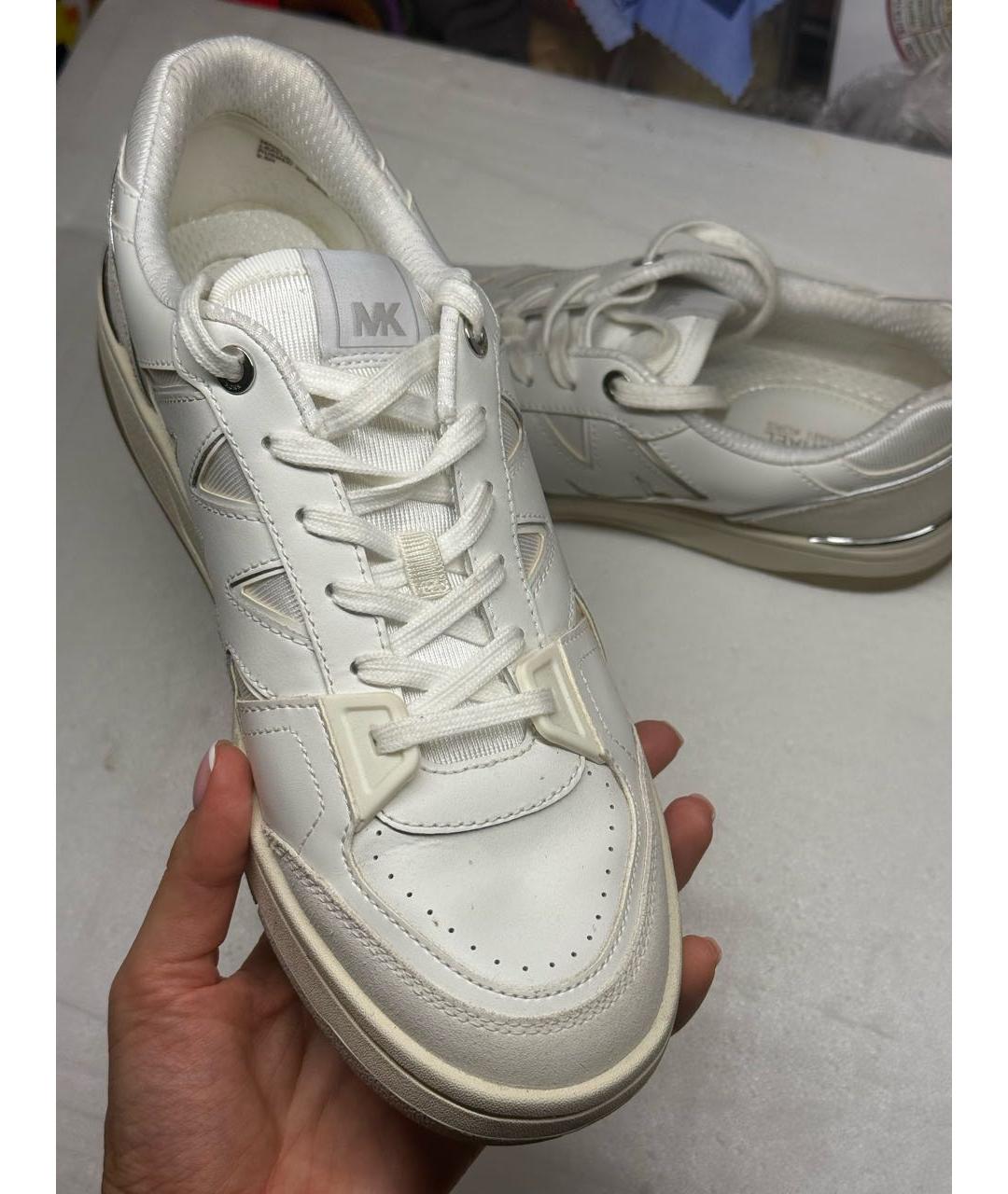 MICHAEL KORS Белые кожаные кеды, фото 6