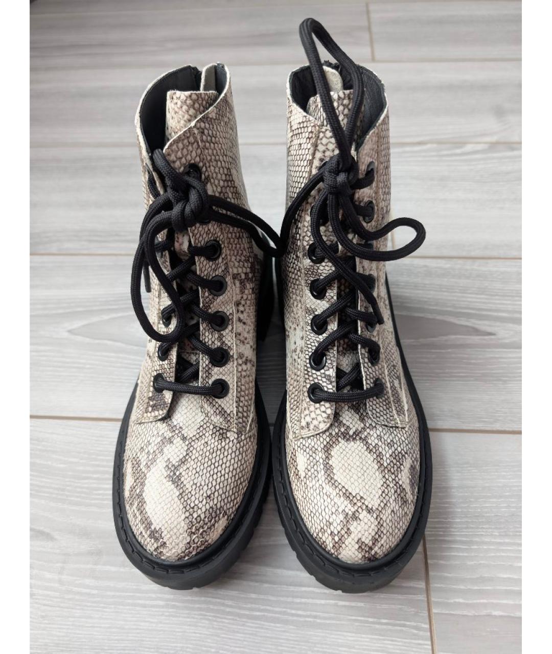 KENZO Бежевые кожаные ботинки, фото 2