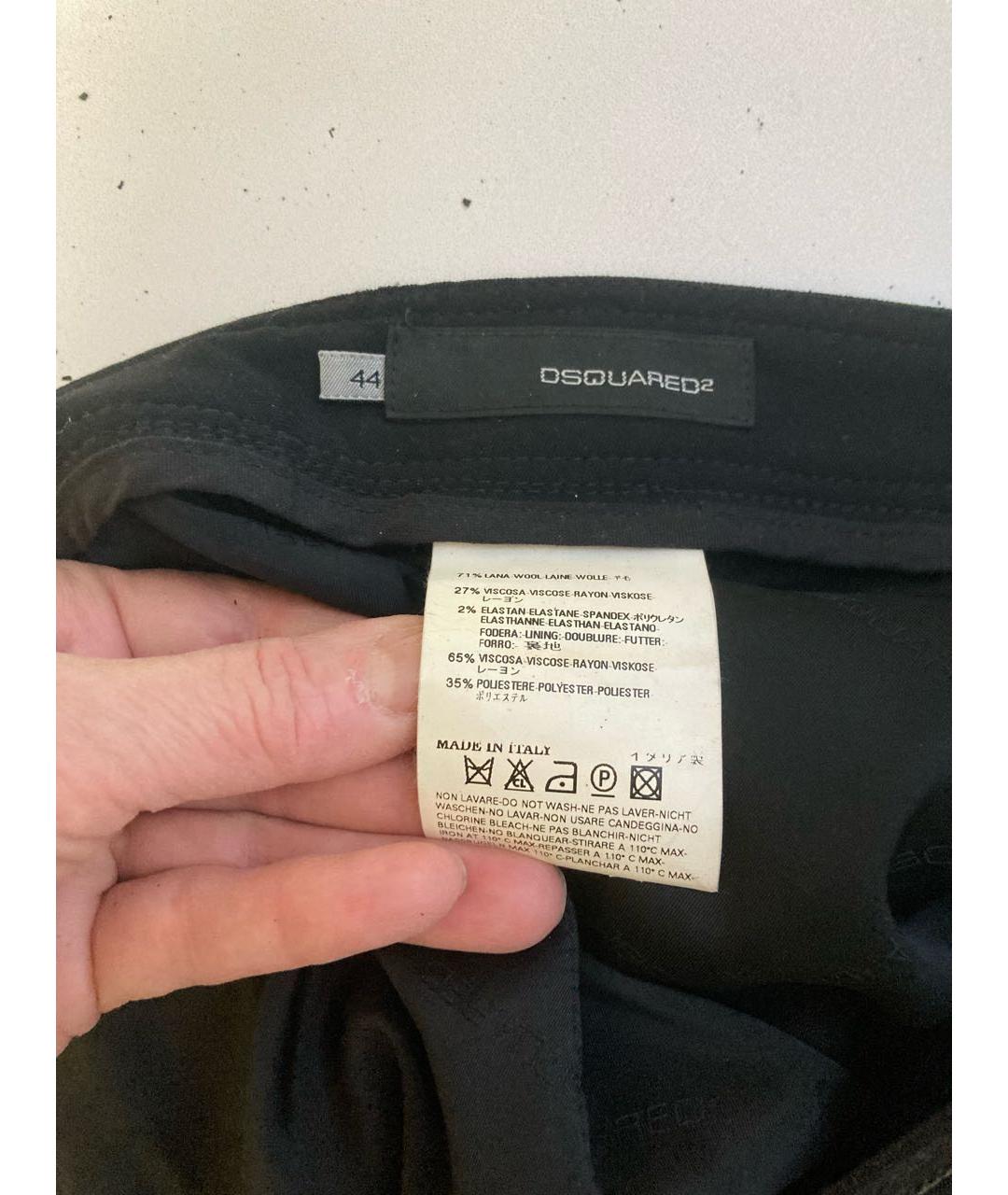 DSQUARED2 Черная шерстяная юбка миди, фото 7