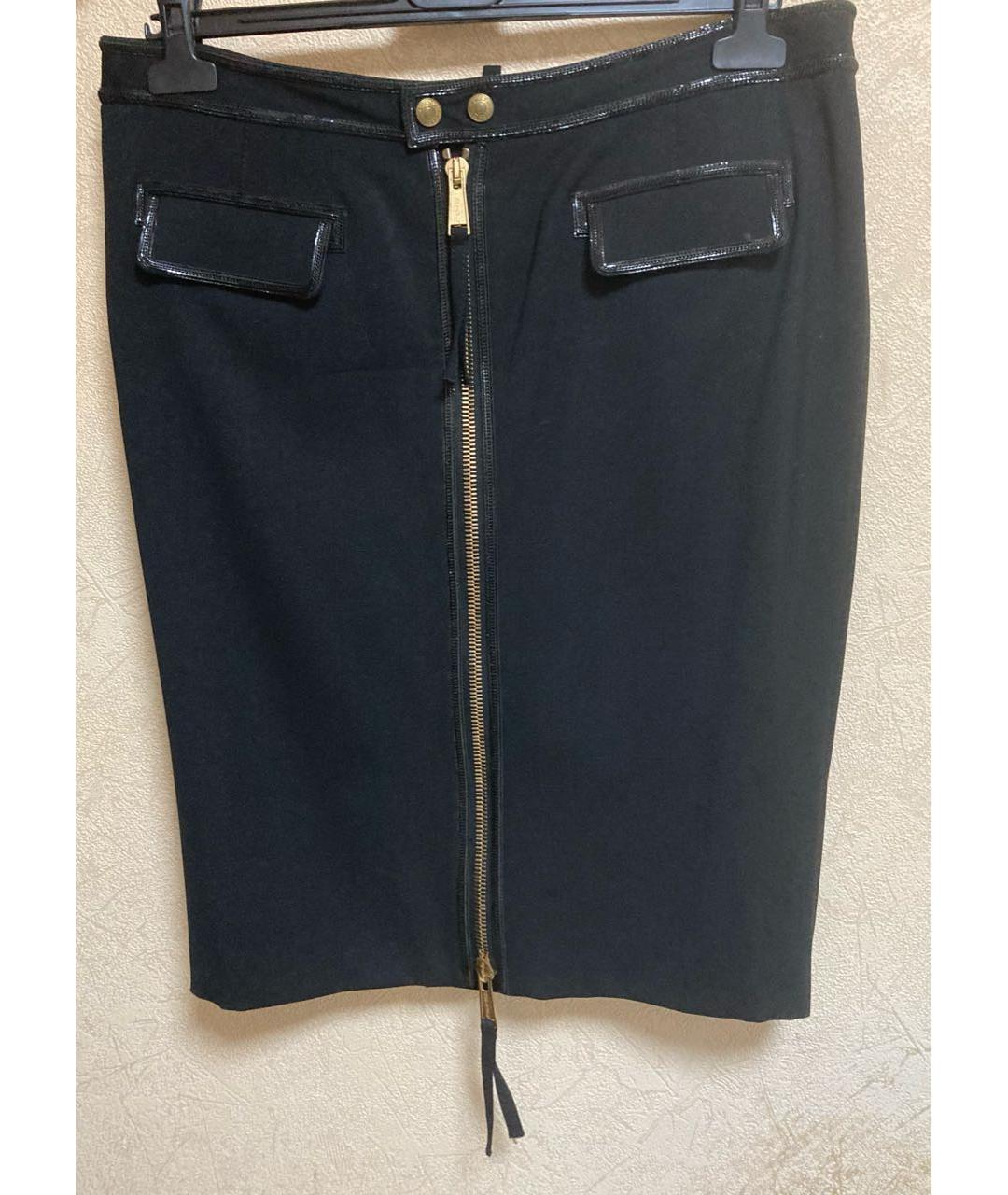 DSQUARED2 Черная шерстяная юбка миди, фото 8