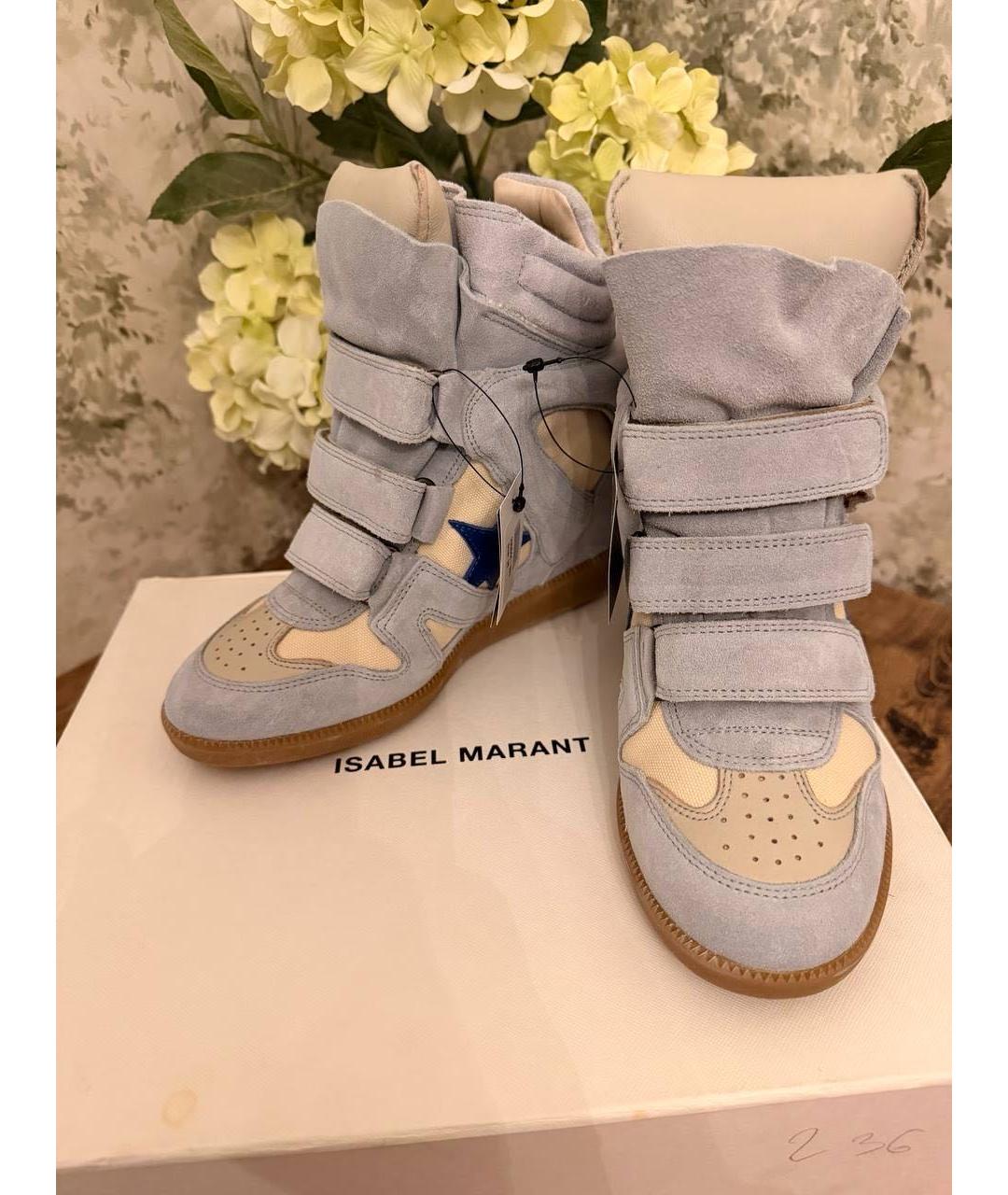 ISABEL MARANT Голубые замшевые кроссовки, фото 2