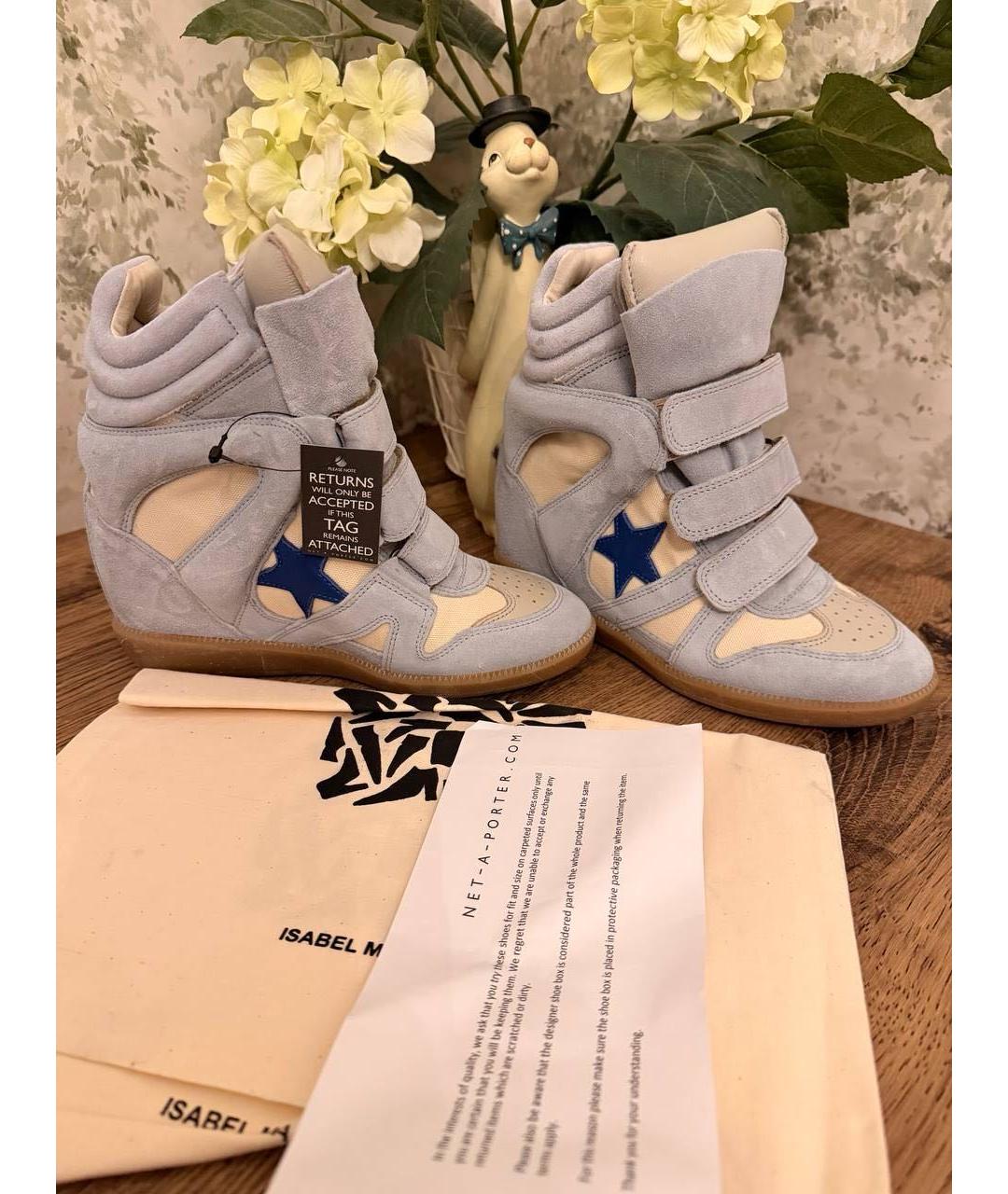 ISABEL MARANT Голубые замшевые кроссовки, фото 3