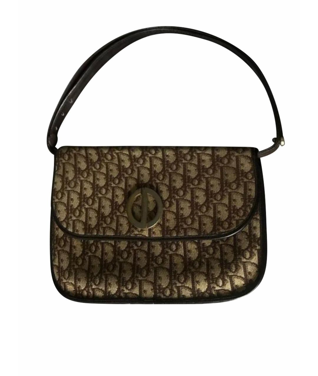 CHRISTIAN DIOR Коричневая бархатная сумка с короткими ручками, фото 1