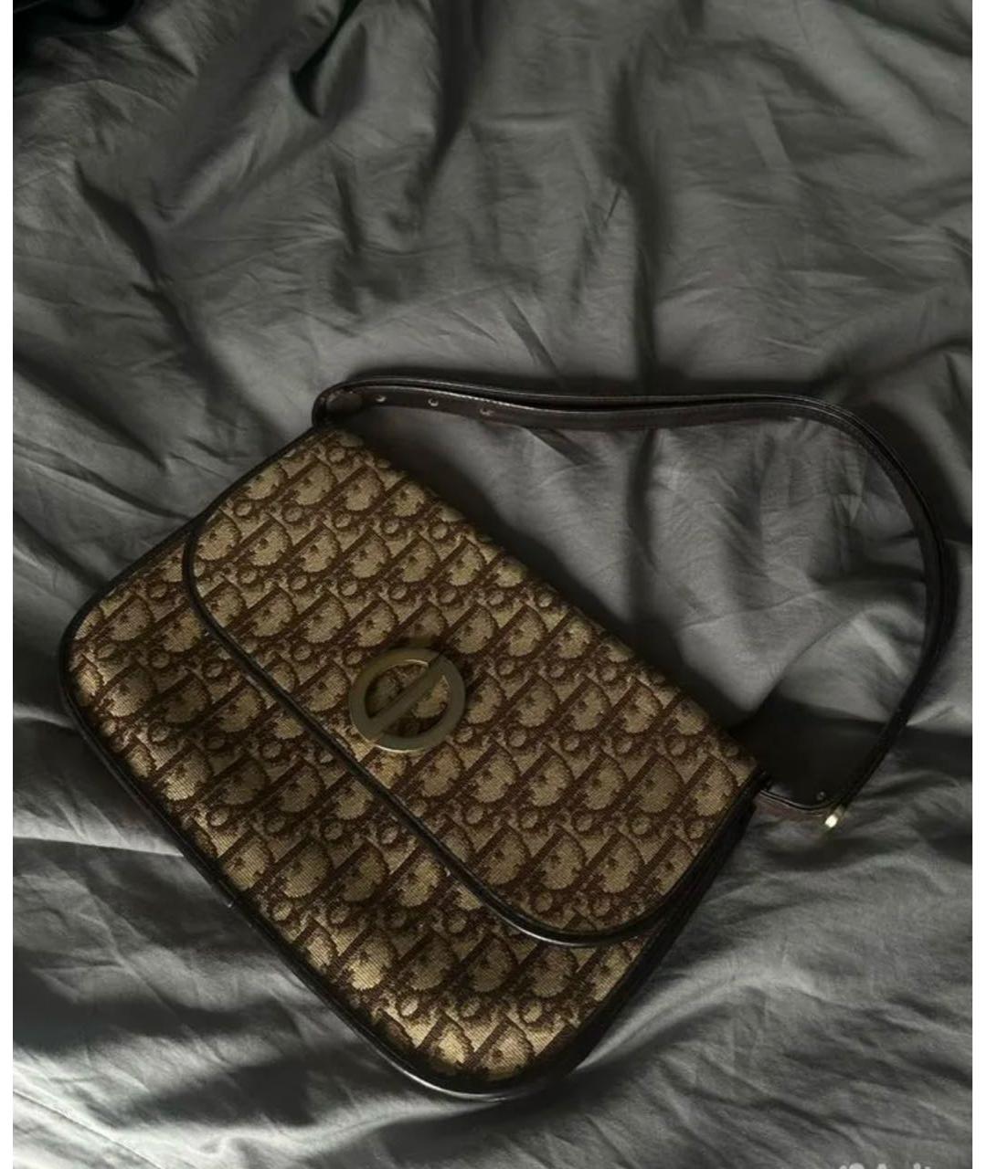 CHRISTIAN DIOR Коричневая бархатная сумка с короткими ручками, фото 6