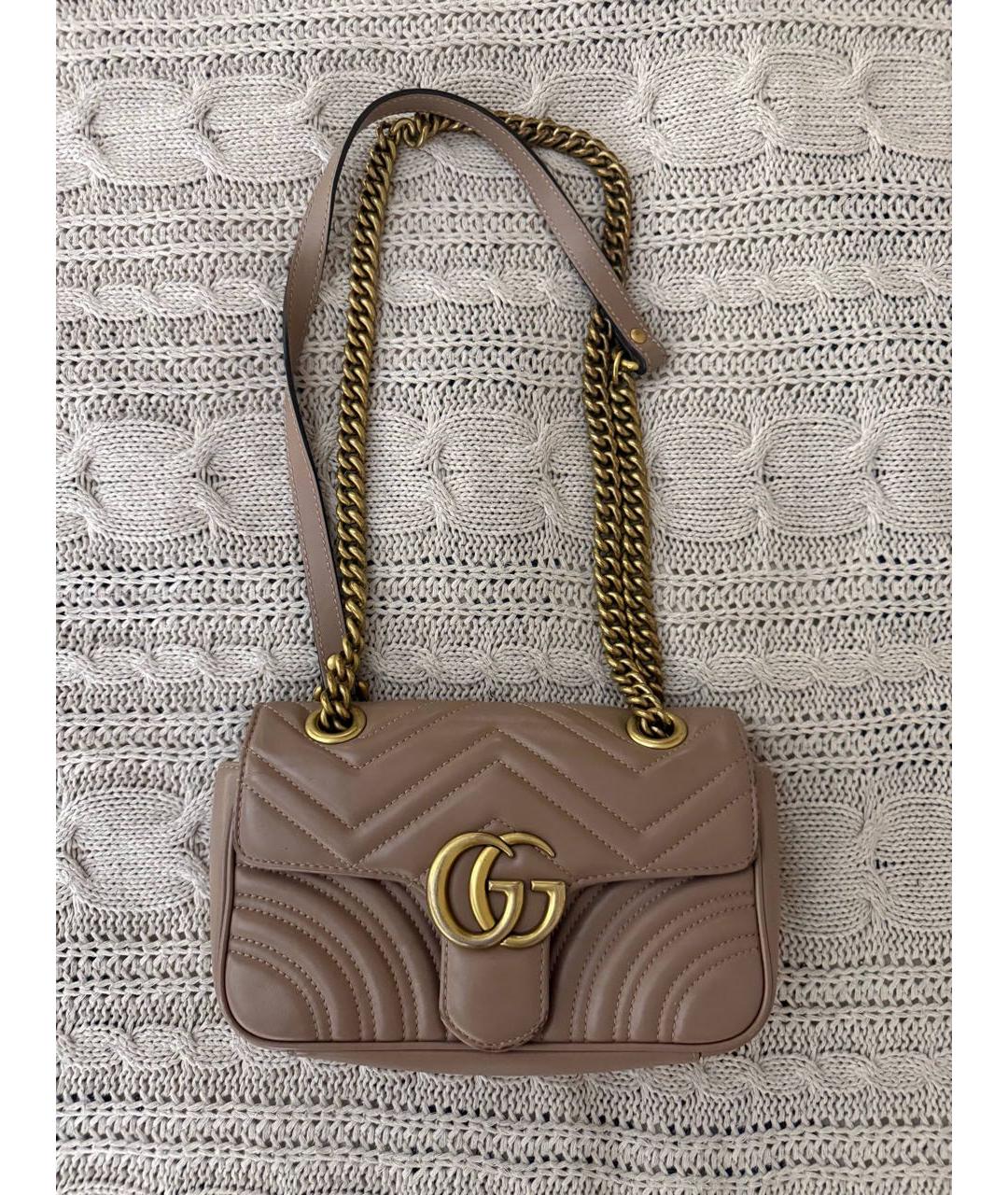 GUCCI Бежевая кожаная сумка через плечо, фото 7