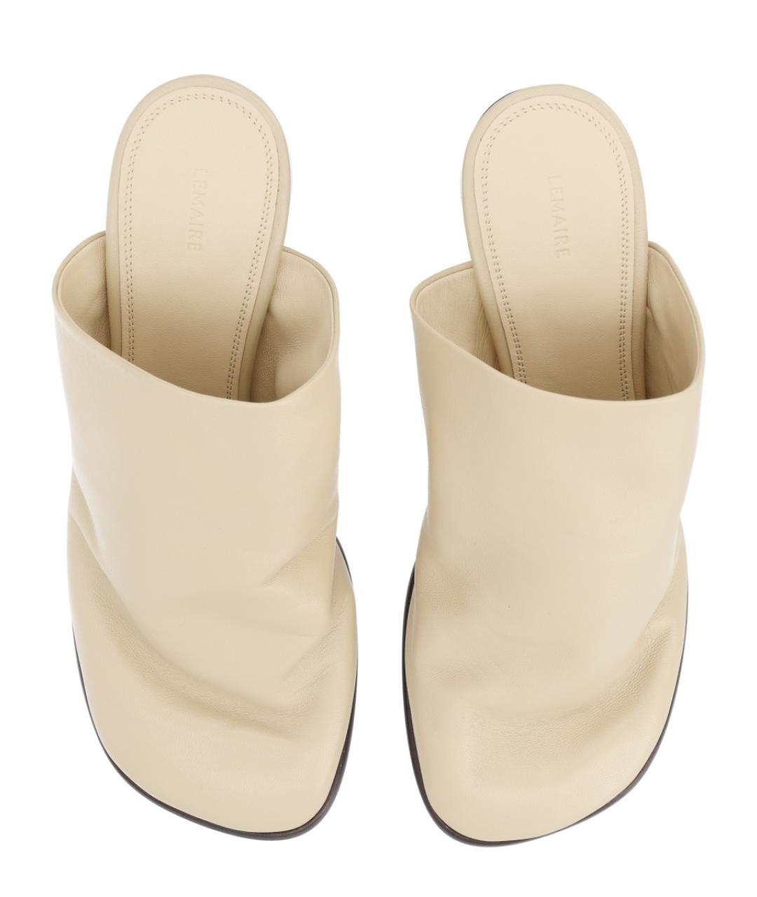 LEMAIRE Бежевые кожаные мюли, фото 4