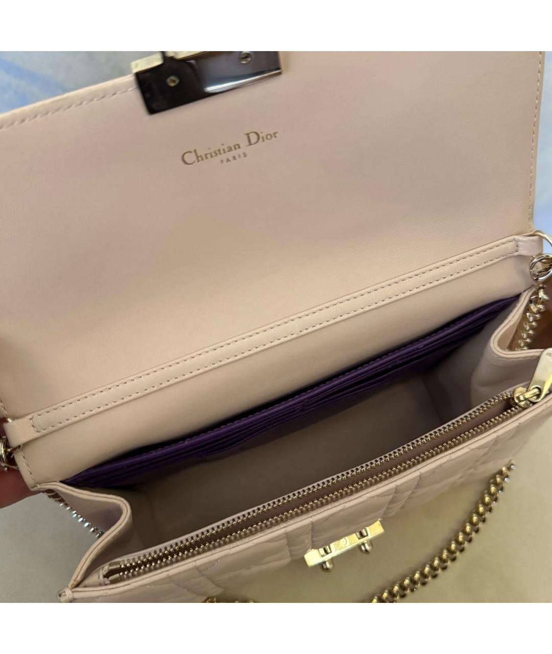 CHRISTIAN DIOR Розовая кожаная сумка через плечо, фото 4