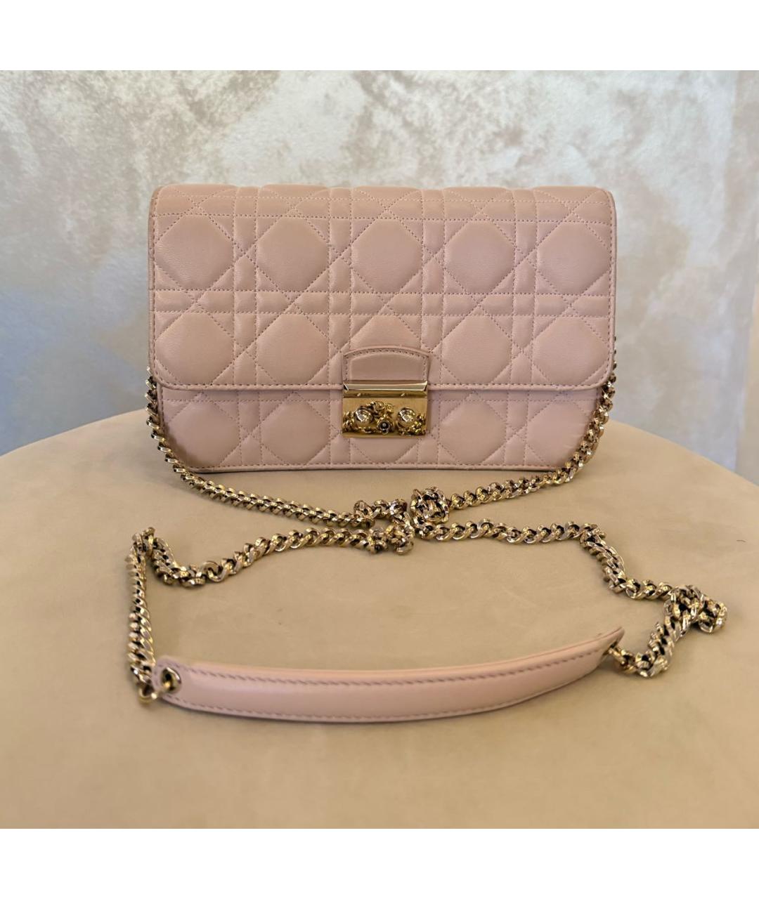 CHRISTIAN DIOR Розовая кожаная сумка через плечо, фото 5