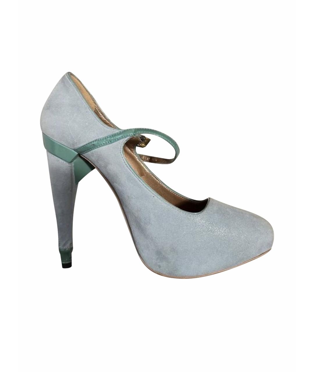 ROBERTO CAVALLI Бирюзовые замшевые туфли, фото 5