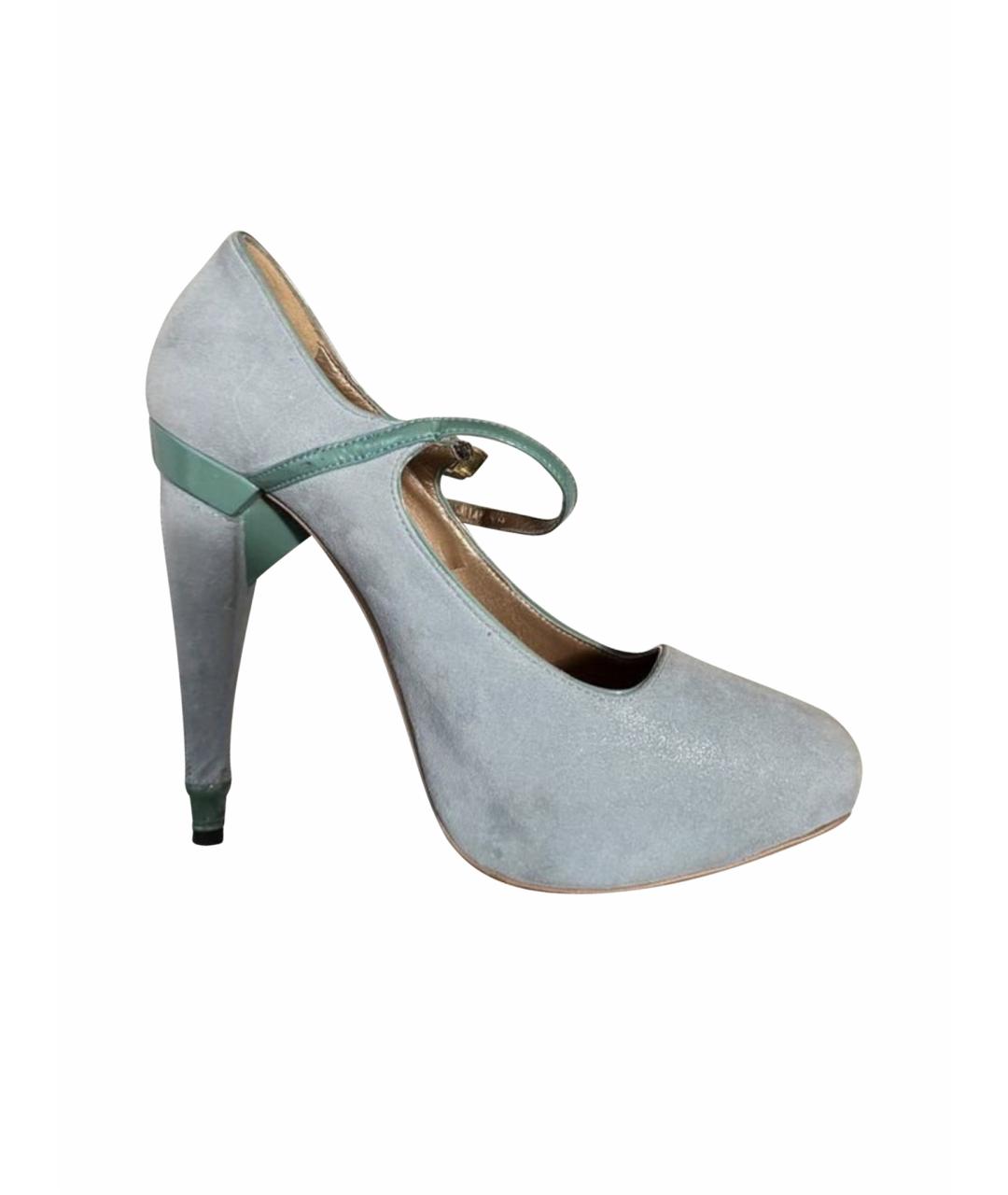 ROBERTO CAVALLI Бирюзовые замшевые туфли, фото 1