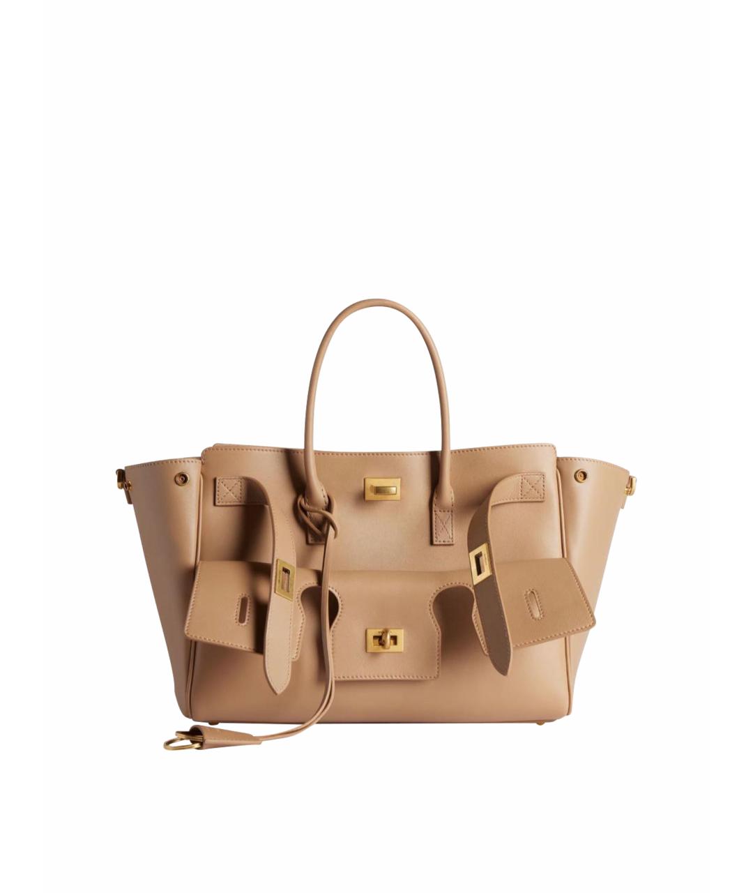 BALENCIAGA Бежевая кожаная сумка с короткими ручками, фото 1