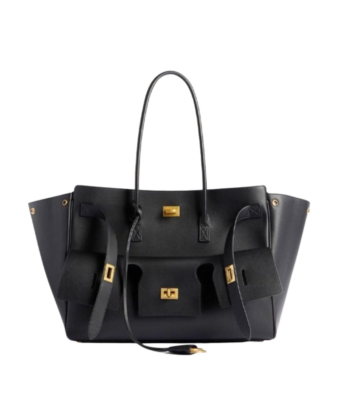 BALENCIAGA Черная кожаная сумка тоут, фото 1