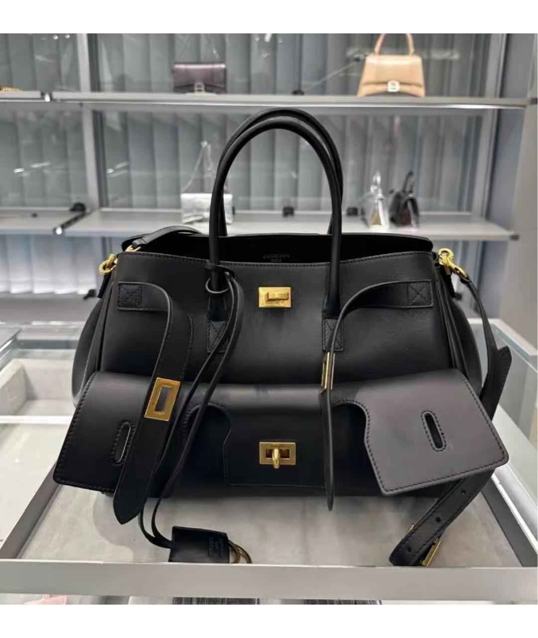 BALENCIAGA Черная кожаная сумка тоут, фото 7